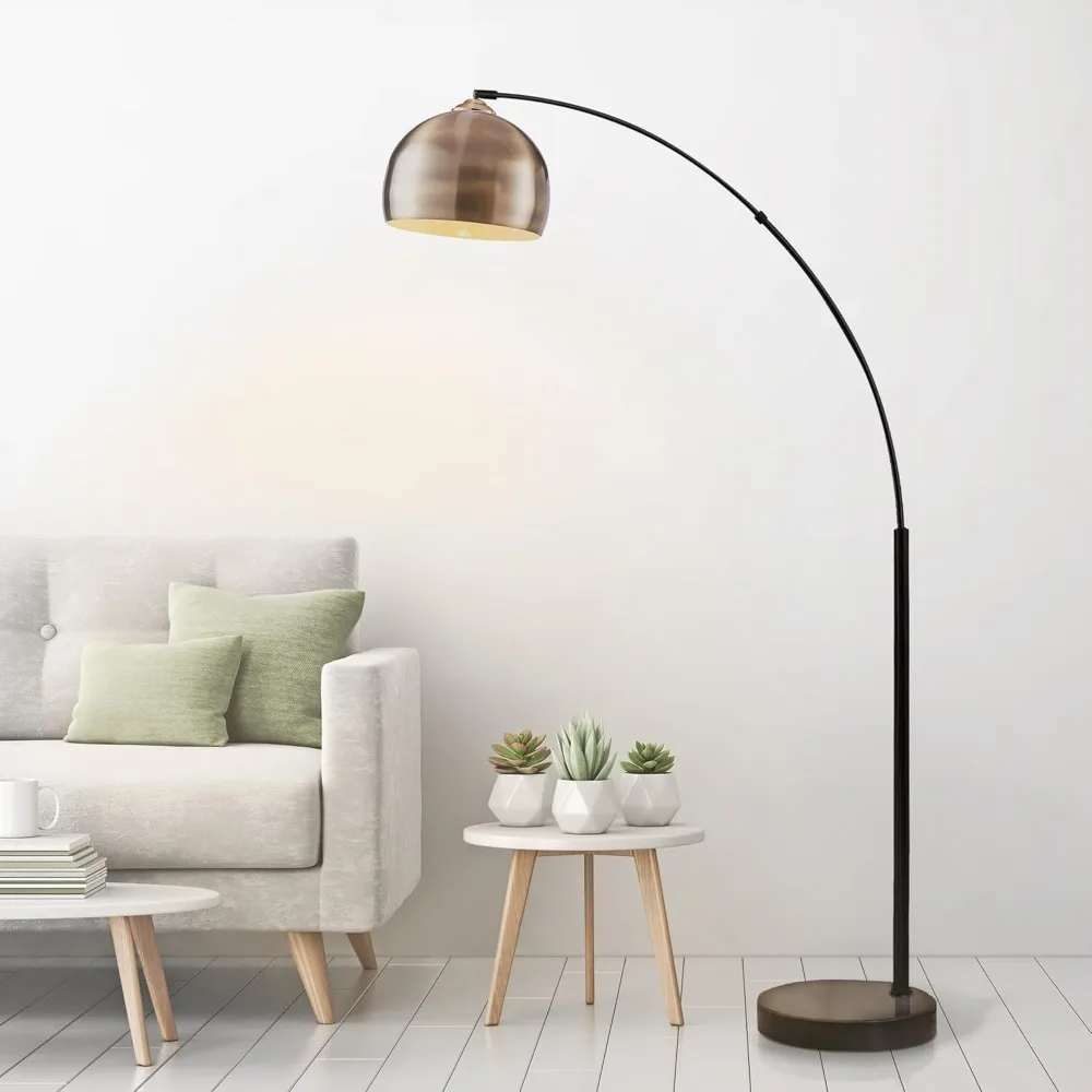 

68.1Arc Floor Lamp for Living Rooms,Home Offices,Dining Rooms, Bedrooms with Faux Black Marble Base and Antique Brass Bell Shade