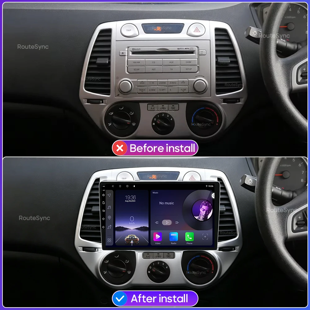 For Hyundai i20 2008 - 2012 Android Car Multimedia Player Wireless Carplay Auto Head Unit Radio Video Stereo Navigation GPS 2din