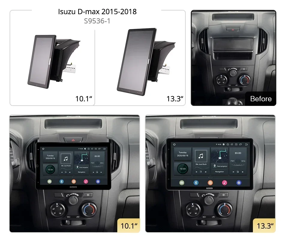 13.3 Inch 1920*1080 Ownice Android10.0 for Isuzu D-max 2015-2018 Car Radio Auto Multimedia Video Audio GPS Auto Rotatable