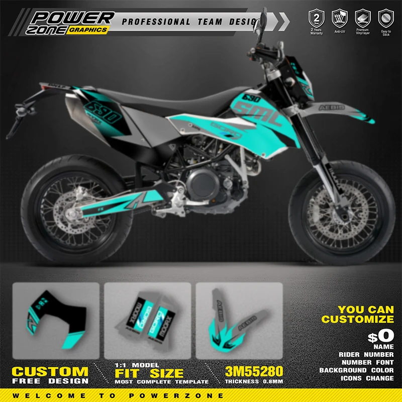 

PowerZone Custom Team Graphics Backgrounds Decals Stickers Kit For KTM 2008 2009 2010 2011 LC4 SMC 690 Motorcycle SUPERMOTO