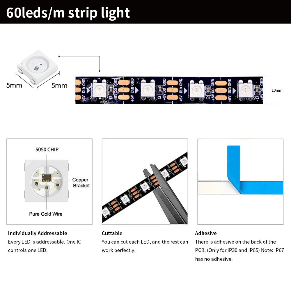حالة الكمبيوتر 5 فولت ws2812 LED قطاع 3-Pin اللوحة مزامنة لتقوم بها بنفسك الهيكل RGB الضوء المحيط هالة مزامنة ضوء التلوث #4