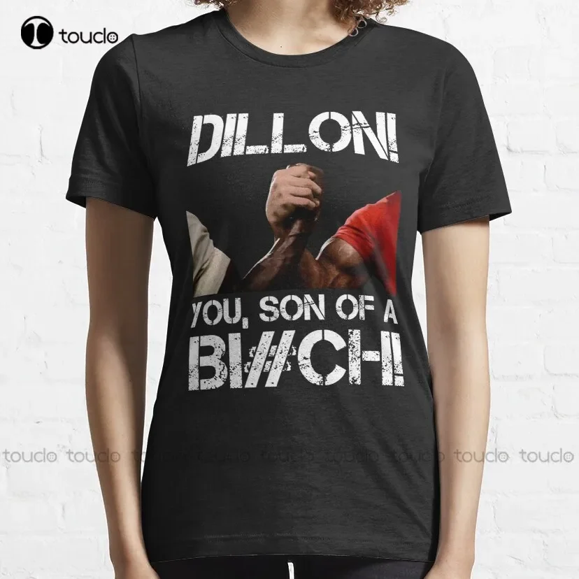 Dillon! you son of a Bi#ch! arnold schwarzenegger funny 80s dillon Classic T-Shirt couple shirts Custom aldult Teen unisex