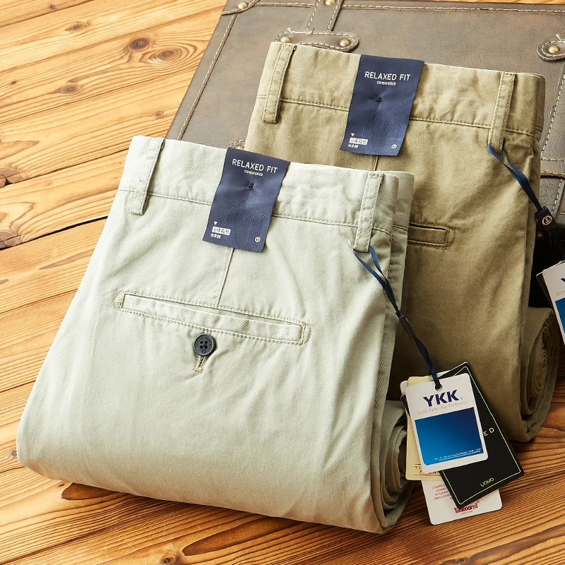 

High-End Men's Casual Pants 100% Pure Cotton Worn-In Wear-Resistant Summer Thin Comfortable Straight Loose Commute Long Trousers