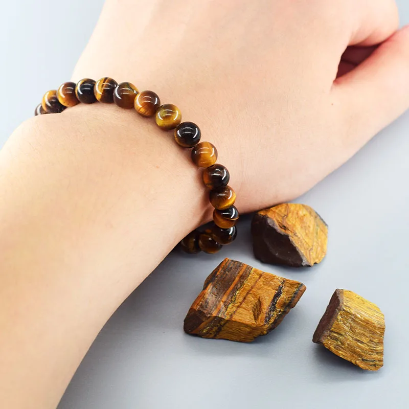 5A Natural Tiger Eye Beads Bracelet Men Women Real Original Stone Bead Crystal Made of Natural Stone Jewelry for Women Wholesale