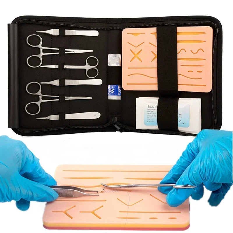 

Wound Skin Suture Training Practice Pad Kit Seams Surgical Thread Needles Scissors Suture Material Surgeon Teaching Model Set