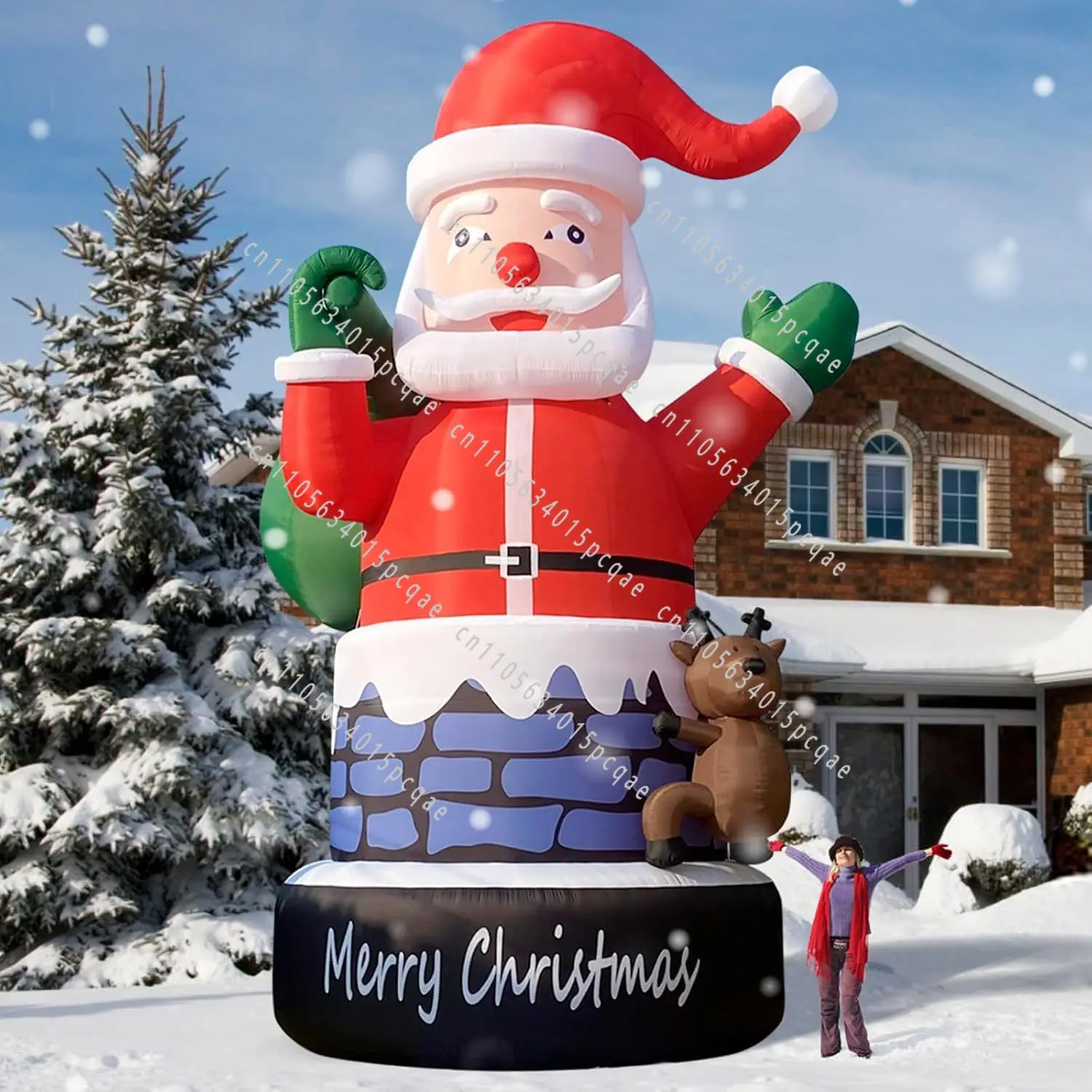 

20-Foot Giant Inflatable Santa in Chimney, Big Santa with Reindeer, with Hair Dryer for Outdoor Christmas Party Yard Decoration