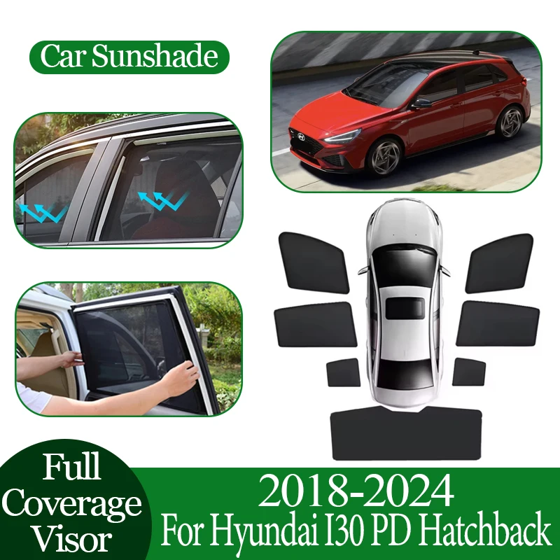 

Car Magnetic Sunshade For Hyundai I30 PD Hatchback 2018-2024 Anti-UV Privacy Protection Coverage Blocking Curtain Auto Parts