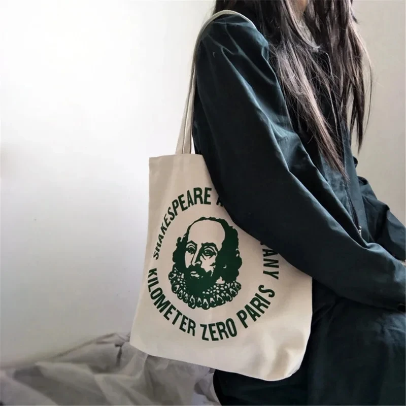 

Fashion Book Key Ladies Handbag Casual Canvas Shoulder Bag Eco-friendly Large Capacity Portable Travel Shopping Bag Schoolbag