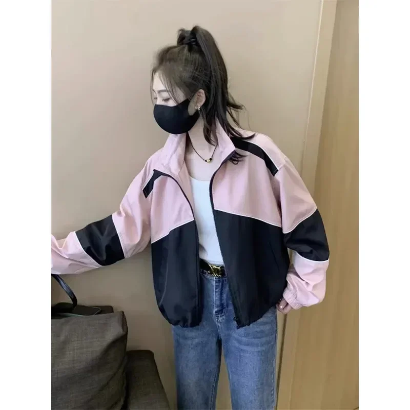 

Jacket women's short 2024 autumn new small casual versatile loose color matching baseball jersey top Free delivery