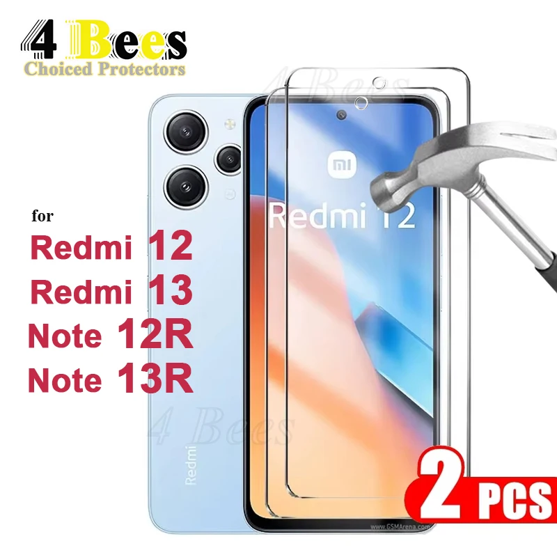 

2 шт. закаленное стекло для Redmi 12 13 Note 12R 13R Xiaomi Защитная пленка для экрана 9H HD Прозрачная защитная слюда Cristal против царапин