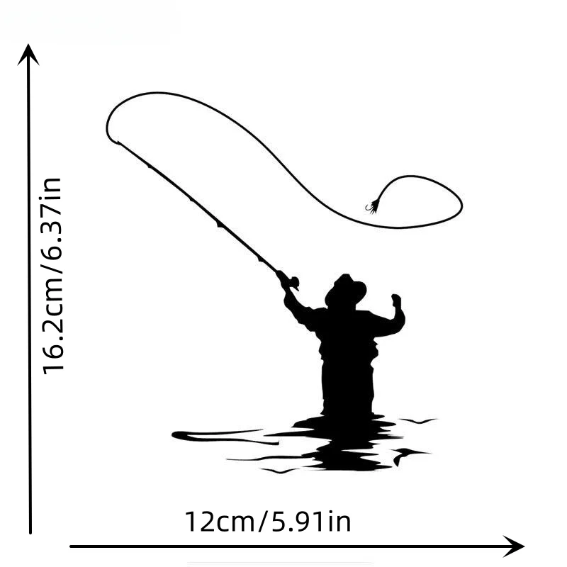 1pc Fly Fisherman Silhouette 2D Flat Vinyl Sticker Waterproof Decal for Car Motorcycle Window Bumper Decor