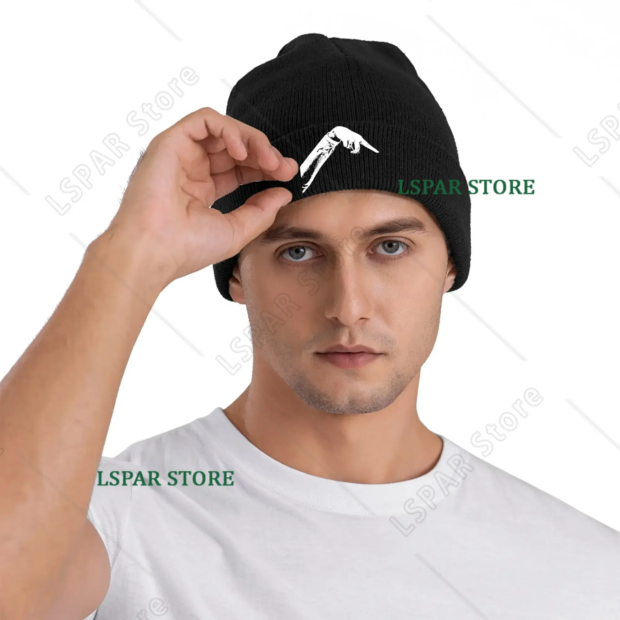 Pointing Mem Knitted Hat  Beanie Hats Gym Elastic Female Male Bonnet Hats Autumn Pattern Trendy Caps Gift Idea
