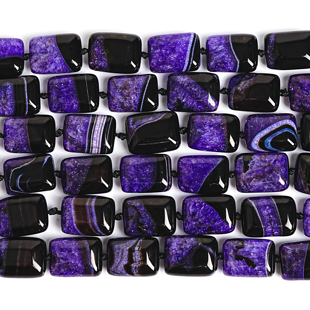 20x15mm Natural Dyed Purple Cube Agate Loose Beads Wholesale Stone Beads for Jewelry Making DIY Craft