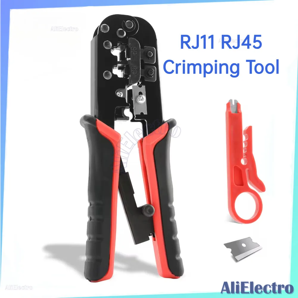 

RJ45 Crimper RJ11 RJ45 Crimping Tool Ethernet Network LAN Cable Crimper Cutter Stripper Plier for 6P 8P RJ11 RJ12 RJ45