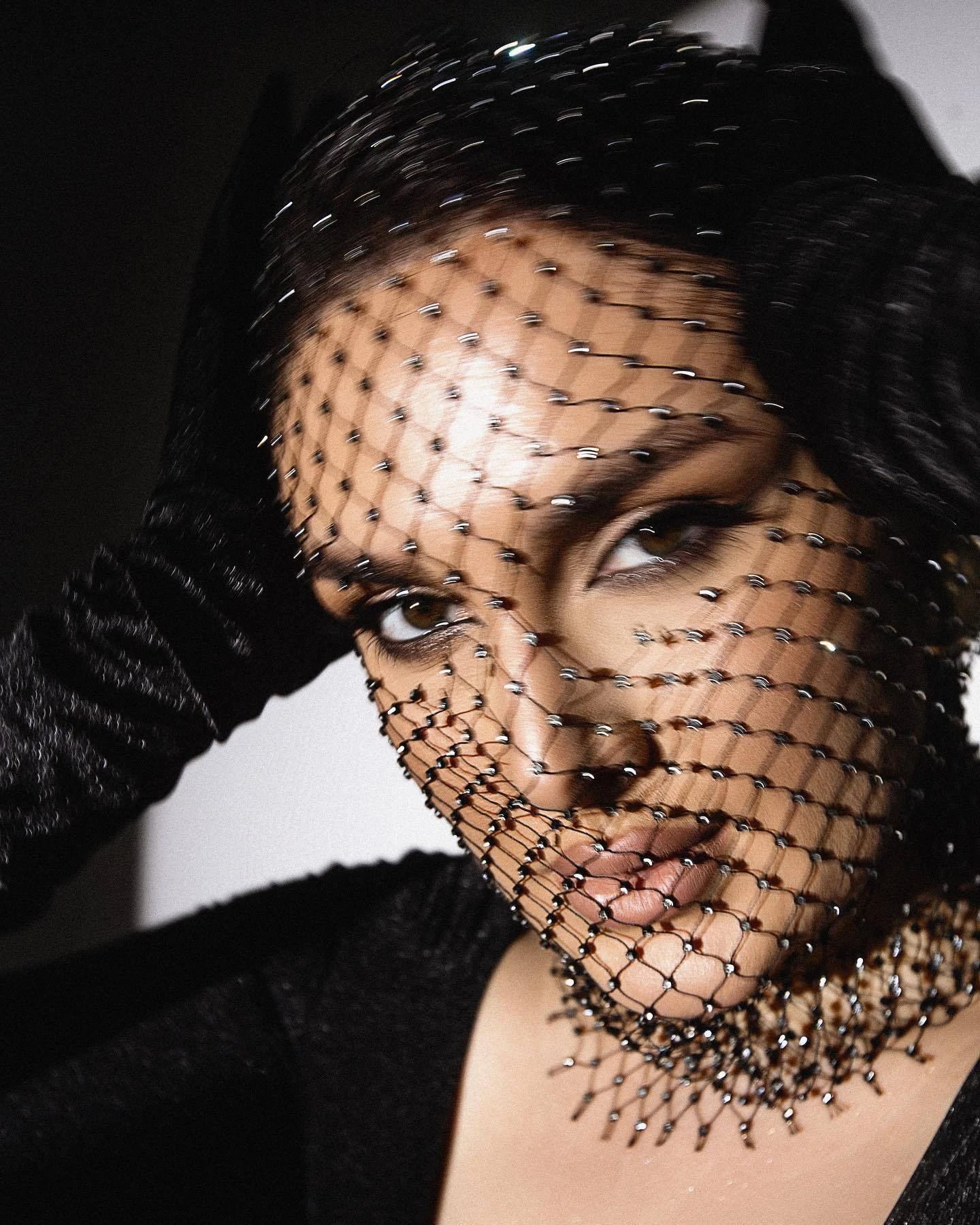 Crystal Rhinestone Bandana Balaclava for Women Mesh Fishnet Headhood Punk Rave Festival Turban Club Party Headwear Hat Cap