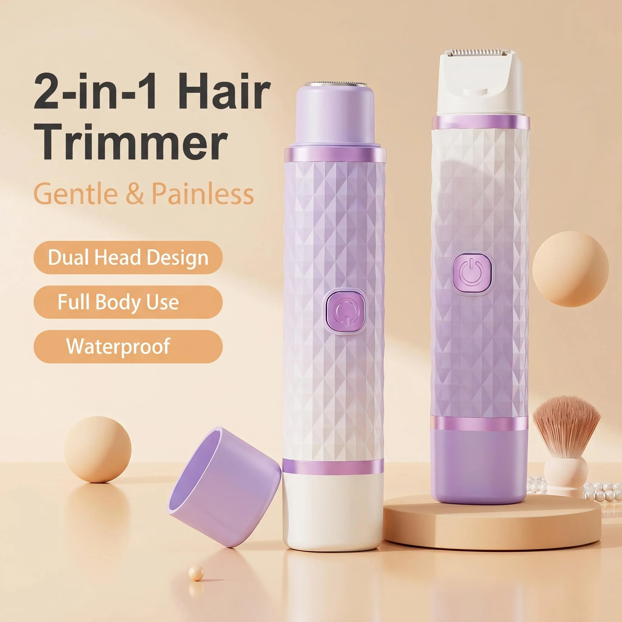 Woman Hair Trimmer Electric Razor,Dual-Head 2 IN 1 Design,Female Shaver For Underarm Arm Leg Bikini Groin Hair Groomer Epilators