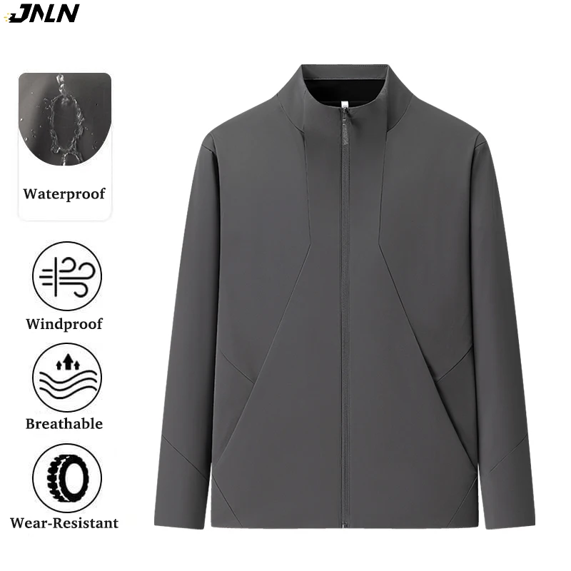 

JNLN Men's Women's Waterproof Jacket Warm Fleece Windbreaker Hiking Camping Climbing Stand-Up Collar Coat For Spring Autumn