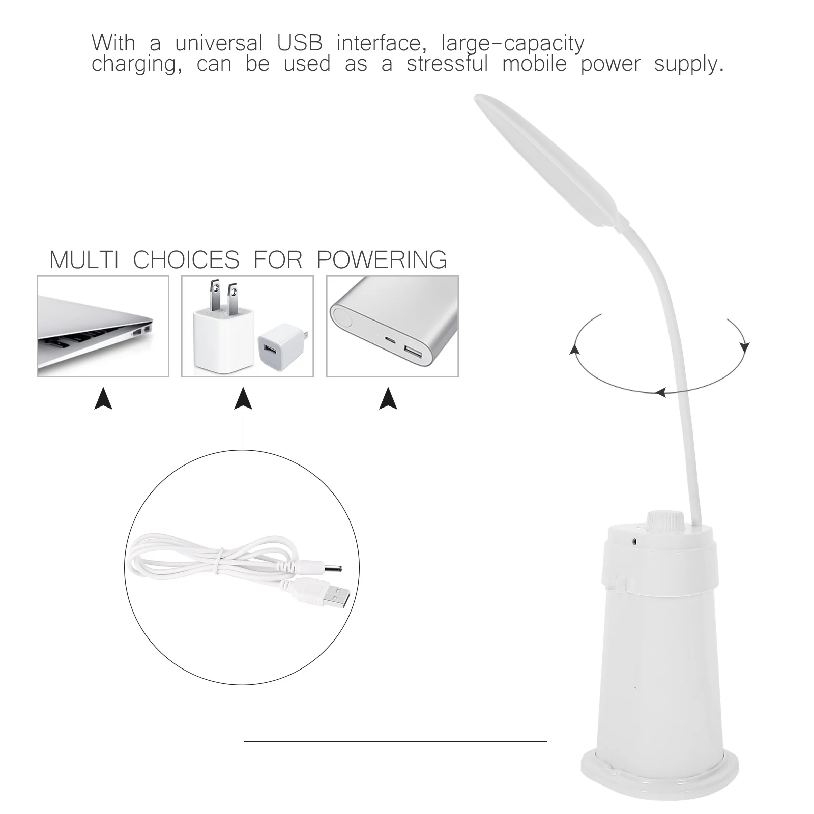 

Creative Portable Led Desk Lamp Rechargeable White Durable Study Bedroom Night Light For Office School Gift Idea