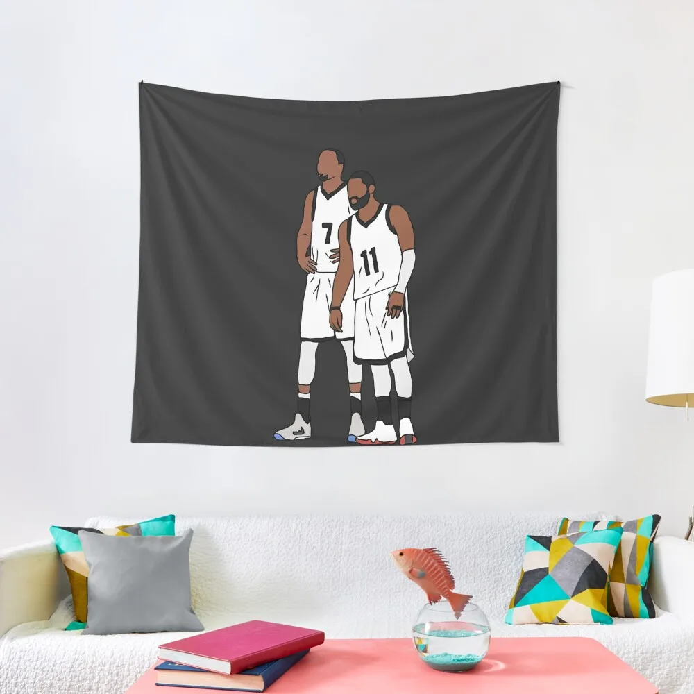 Kyrie And KD Nets Tapestry Custom Korean Room Decor Aesthetic Room Decor Korean Tapestry