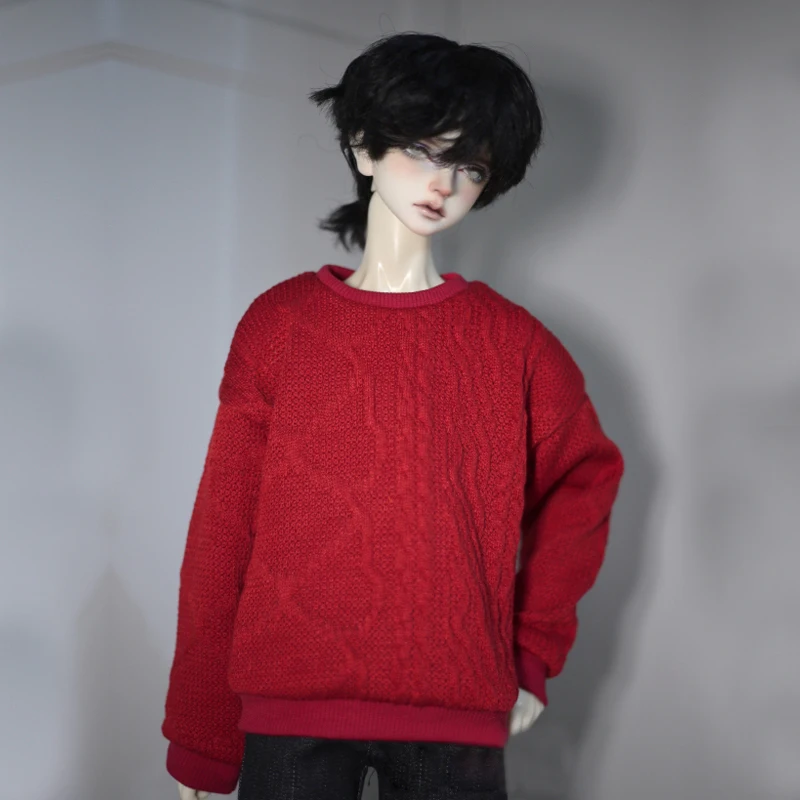 D04-B044 children handmade toy 1/3 1/4 SD10 Uncle68 73 Doll BJD/SD  doll Accessories Red grain knit pullover sweater 1pcs