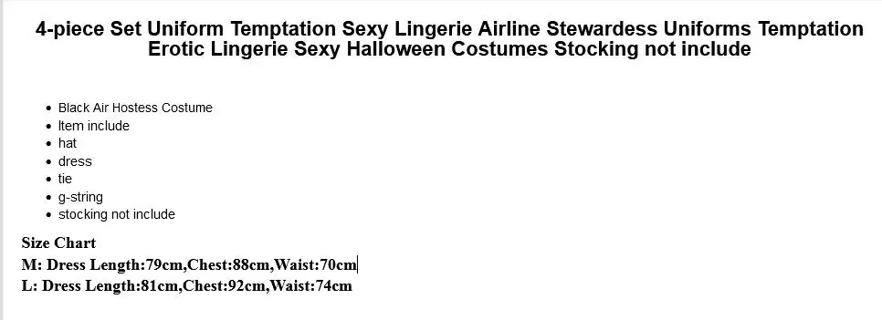 4-stück Set Uniform Versuchung Sexy Dessous Stewardess Kostüm Erotische Rollenspiele Sexy Halloween Kostüm Frauen