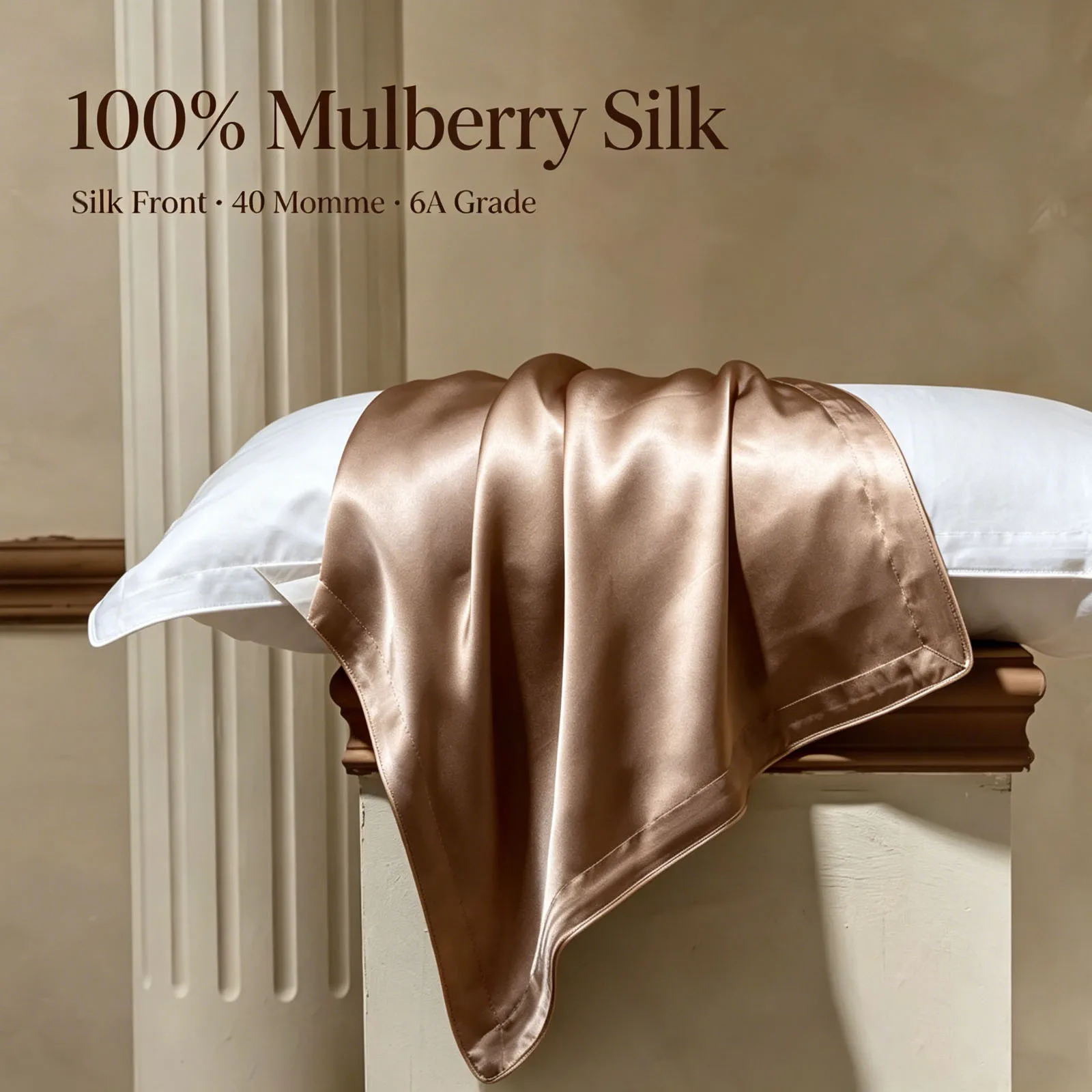 2 Pcs Silk Pillowcase Queen Size Soft Cooling Bedding Set for Hair Skin Women Men Gift Luxury Sleep Comfort Single-sided Silk