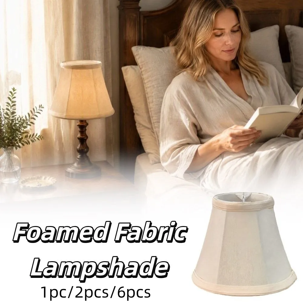 Beige Fabric Lampshade Conical Design Handmade Lamp Shade Cover Natural Texture Soft Glow Filter Textile Lampshade Bedroom