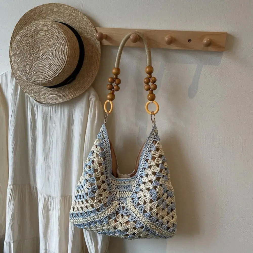 Hollow Out Straw Woven Bag Tote Bag Beach Handbag Bohemian Beach Bag Large Capacity Bucket Bag Hollow Shoulder Bag Holiday view 2