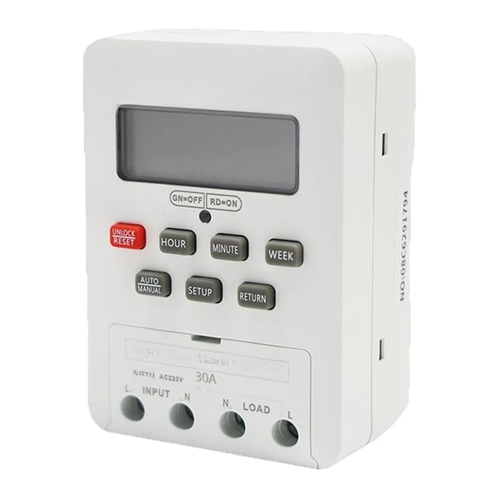 C220V 30A KG316T Timer Switch With LCD Screen, Weekly Daily Manual Timing Modes For Water Heater Pump Control