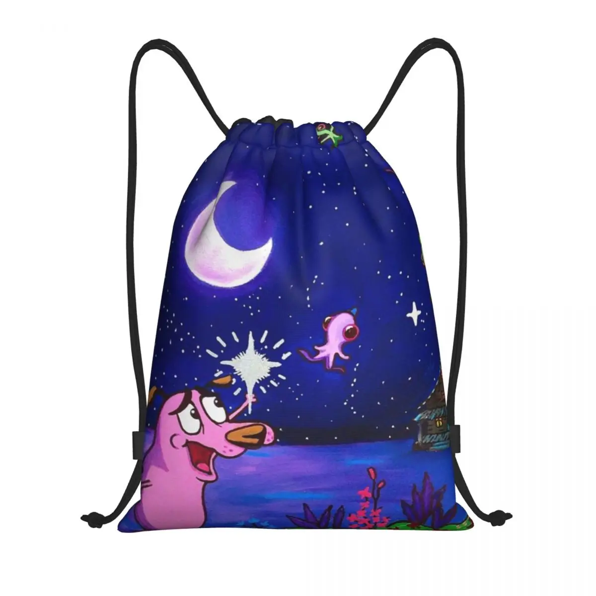 Custom Classic C-Courage The Cowardly Dog Drawstring Bag Men Women Portable Sports Gym Sackpack Training Backpacks