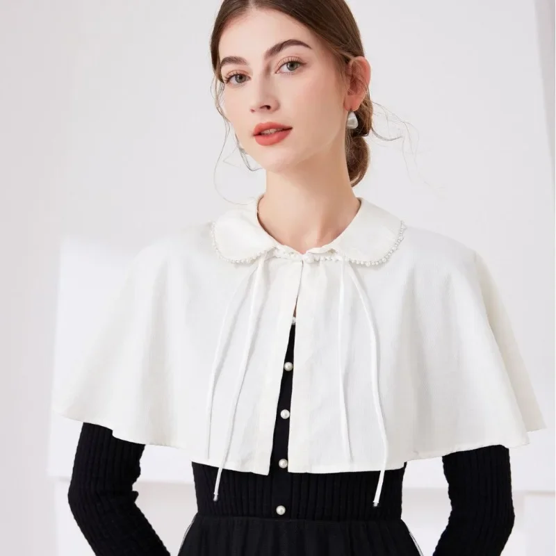 New Chinese Style Fake Collar for Womens Big Lapel Cape Shawl Vintage Cloud Shoulder False Collar Neck Small Cape