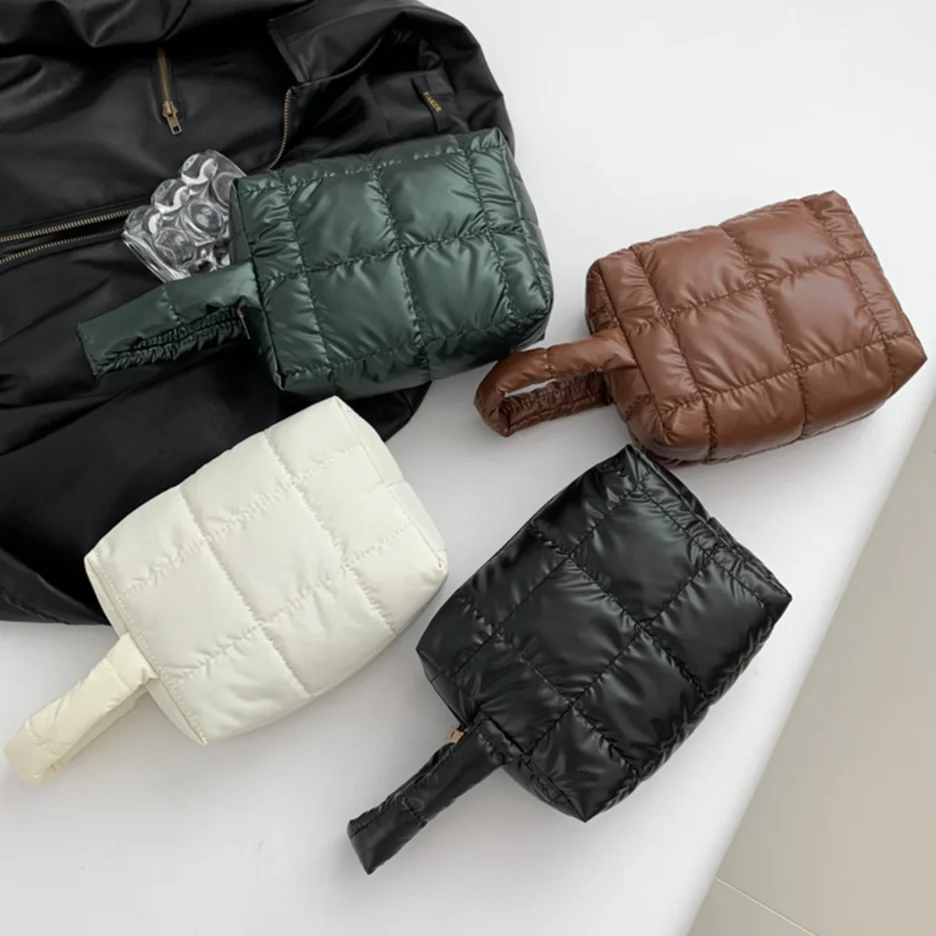 Клатчи с хлопковой подкладкой, стеганые, вышитые, женская, однотонная, Женская мини-сумка для макияжа