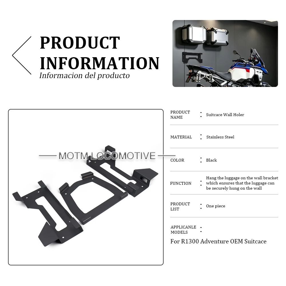For R1300 Adventure OEM Suitcase Adventure Vario Pannier Wall Mount Bracket 1300ADV stainless steel Case Luggage Holder Kits