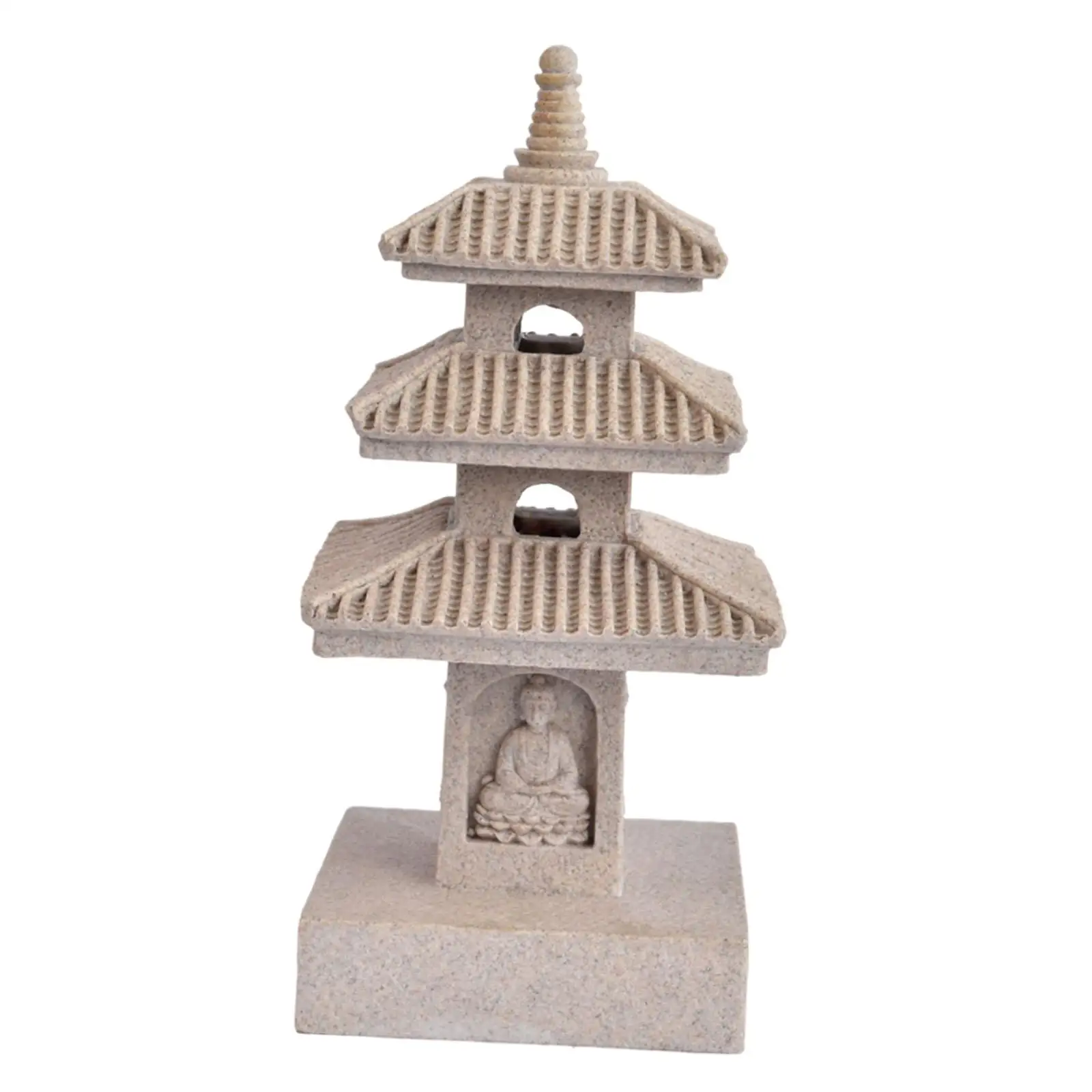 Chinese Pagoda Stone Tower Solar Light Outdoor Garden Sculpture Resin Figurine for Terrace Patio Yard
