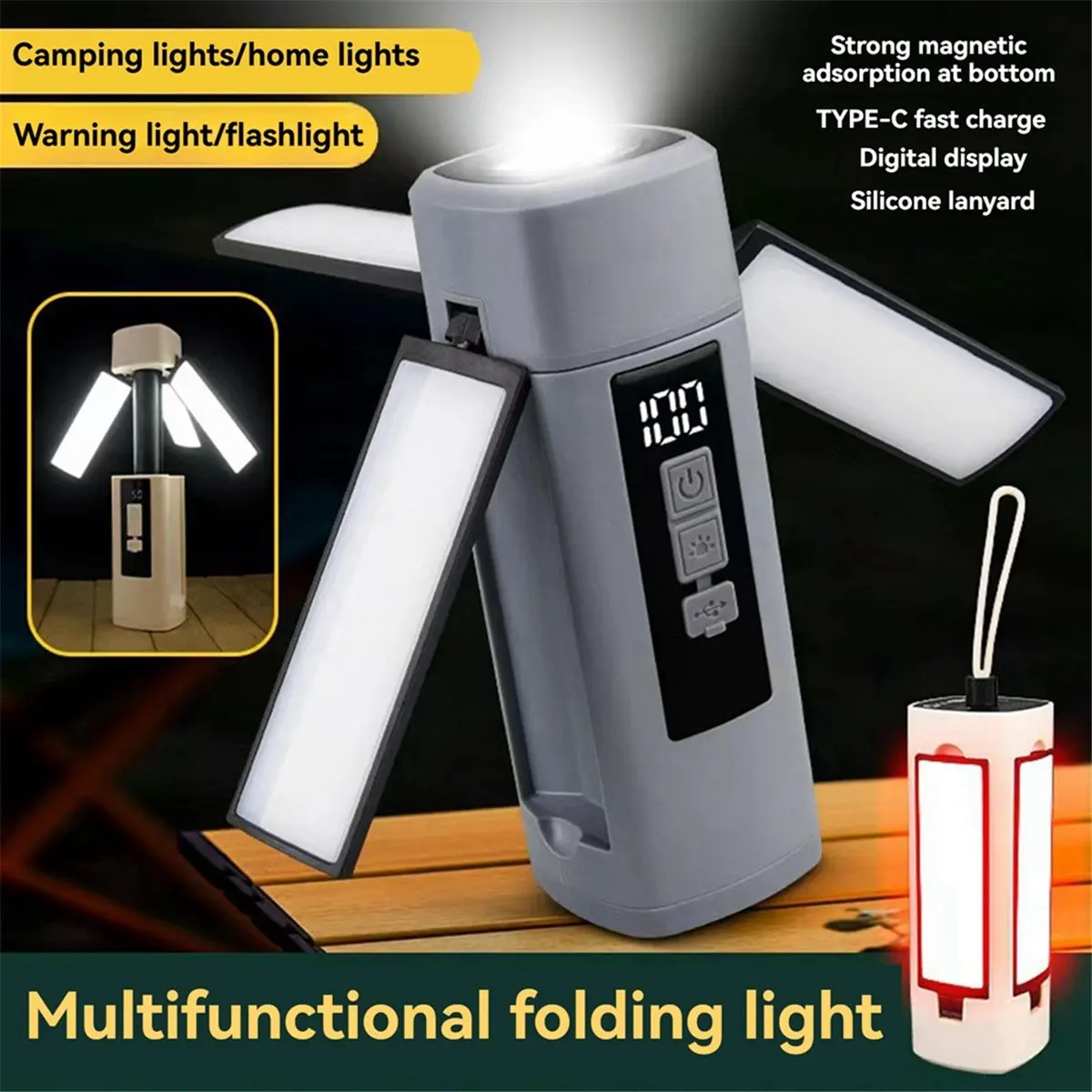 【BUYERS】Outdoor Multifunctional Camping Light Folding Telescopic Portable Floodlight Tent Light Camp Light Camping Light,A