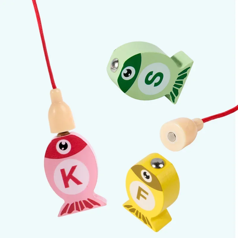 Children Wooden Fishing Game Toys Gift Early Education Alphabet Numeric Cognitive Toys Children Interactive Games Toys for Gifts