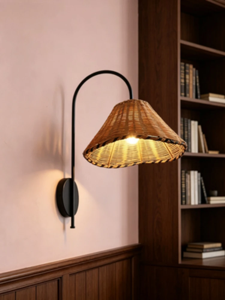 Wabi Sabi Wind Wall Lighting Chanyi Vine Weaving Bedroom Bedhead Homestay Hotel Corridor Living Room Background Wall