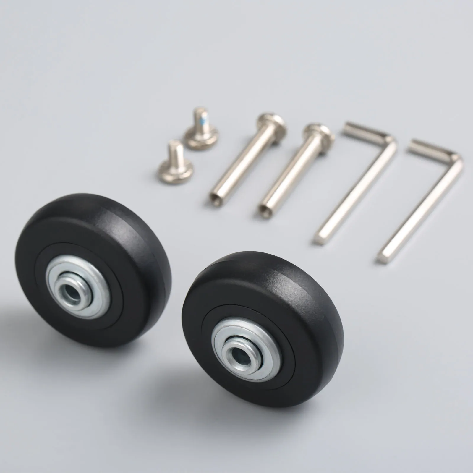 2sets Suitcase Replacement Wheels 50x18mm Travel Luggage Wheel OD 6mm Rubber Steel Axles+screws+Wrenches Repair Part Easy Instal