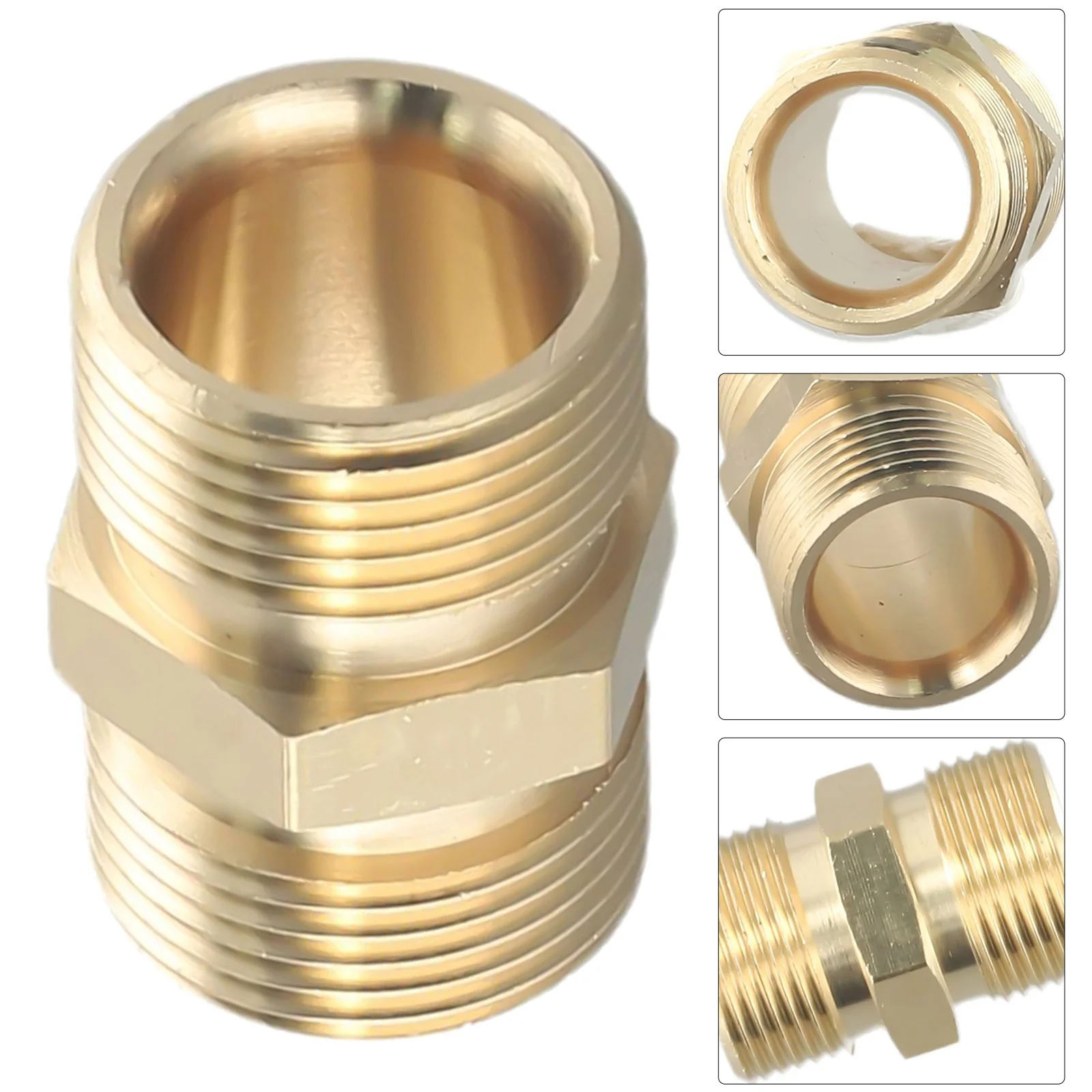 Connector Made of Solid Brass for M22 14mm Male to 15mm Female Thread Transition on High Pressure Washer Swivel Hoses