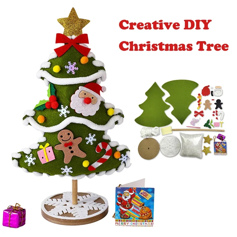 DIY Christmas Tree Crafts Kits para crianças, brinquedos artesanais, puzzle, decoração, presentes de Natal