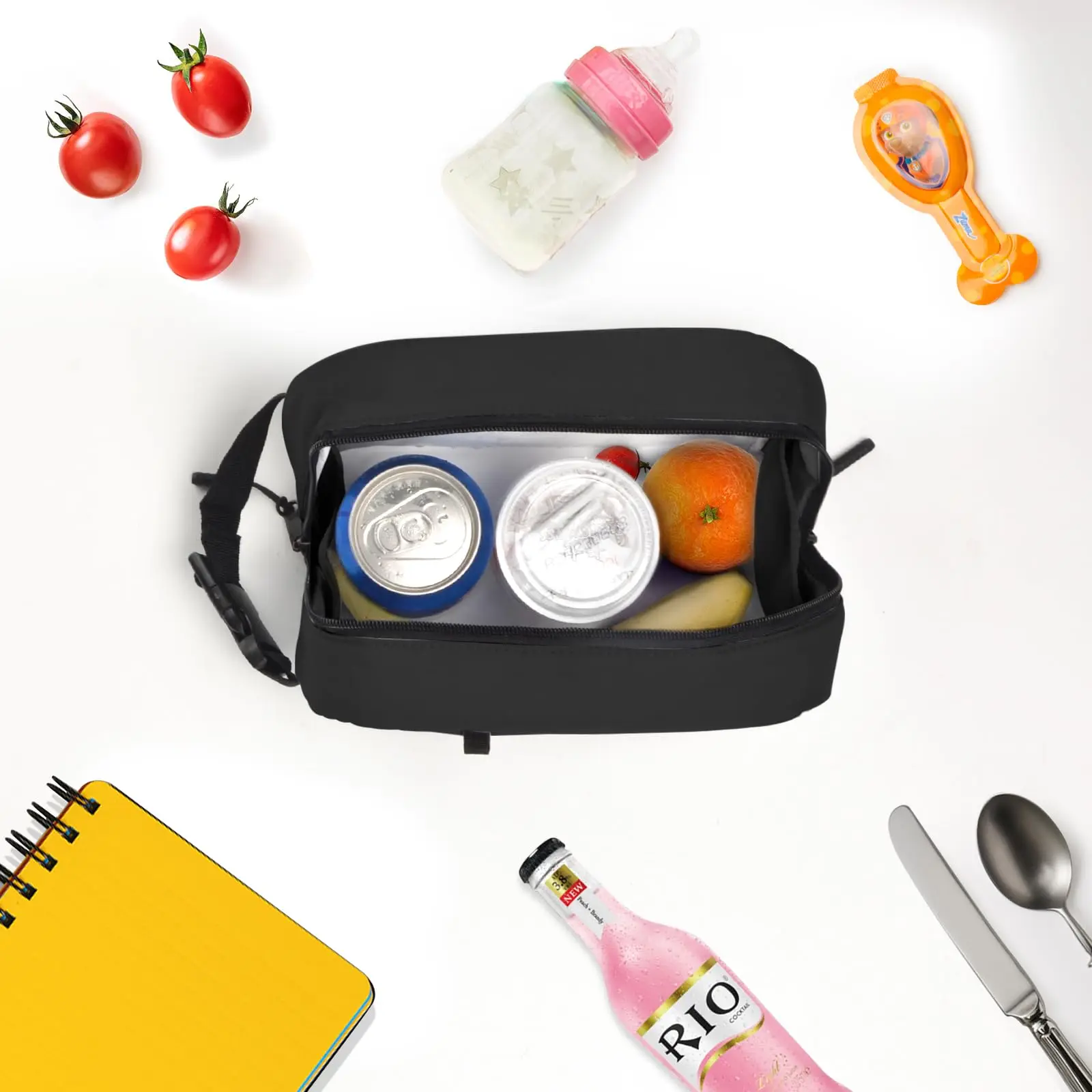 1Pcs Black Insulated Lunch Box Bag Insulation Ice Pack Student Portable Dinner Picnic Food Hand-held with Storage Handbag