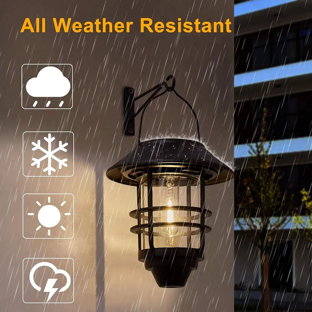 A27F-Solar Flickering For Outdoor Lantern Waterproof Garden Lighting For Fence, Front Porch Exterior