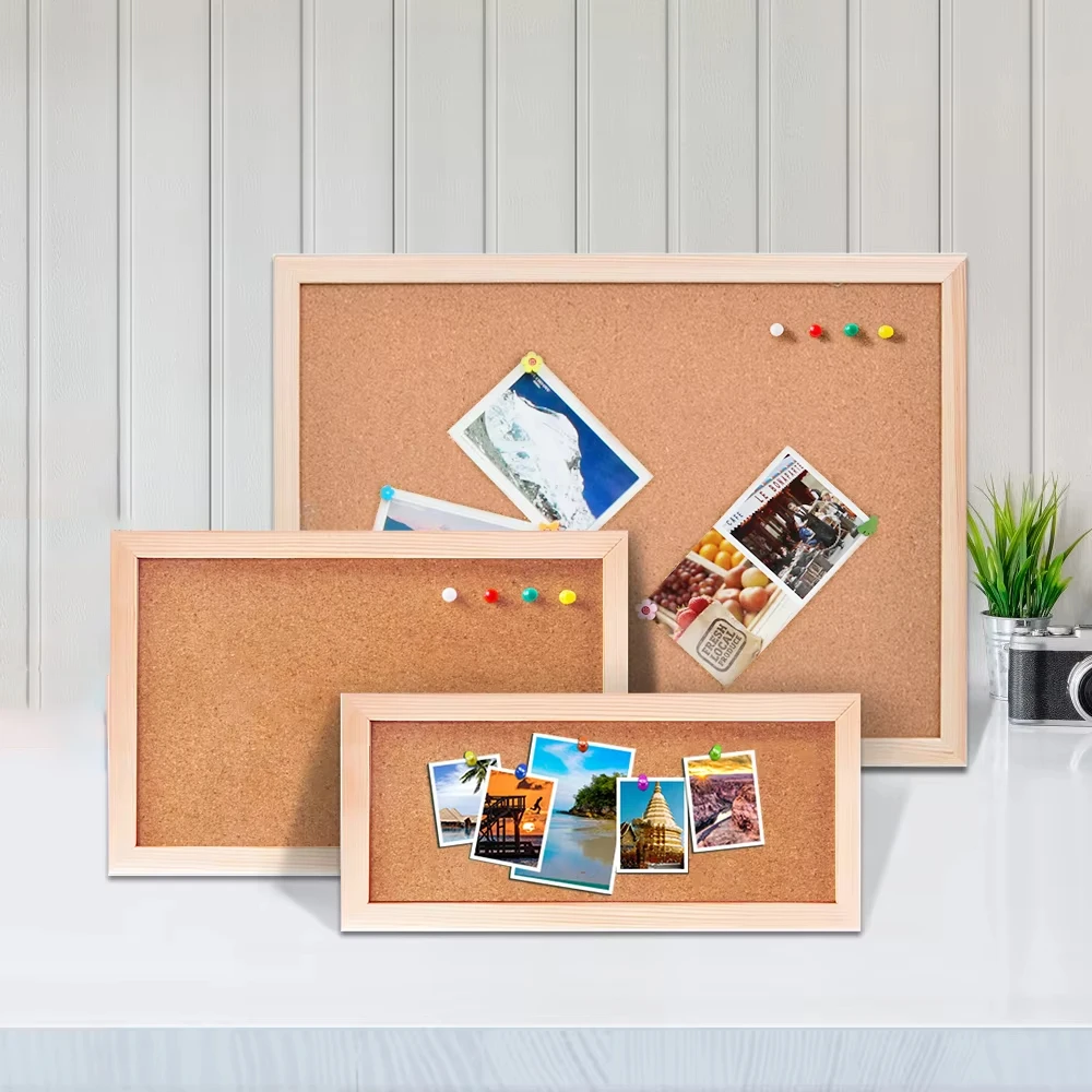 Cork Wood Wall Hanging Display Panel Message Board Wood Memo Bulletin Board For Office School Photo Background DIY Home Decor