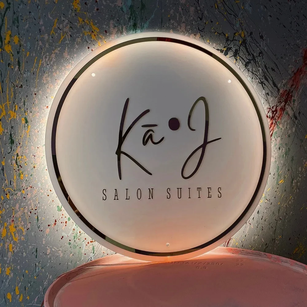 3d Acryl Metalen Borden Custom Business Logo Schoonheidssalons Nagels Haarstudio Decor Bedrijf Kantoren Naam Plaques Led Neon Lichten