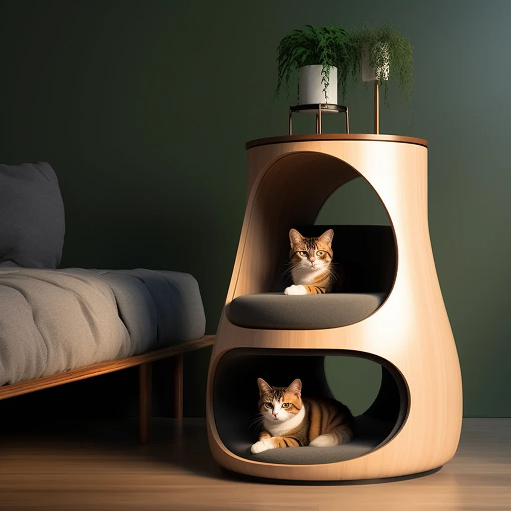 Human and cat bedside table nest to keep warm in winter universal in all seasons semi-closed coffee  shared meow house