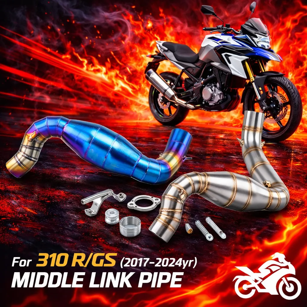 

Для мотоциклов BMW R 310 / GS 310 (2017-2024 гг.) — выхлопная система из титанового сплава: глушитель Slip-On и соединительная труба (Mid Link Pipe)