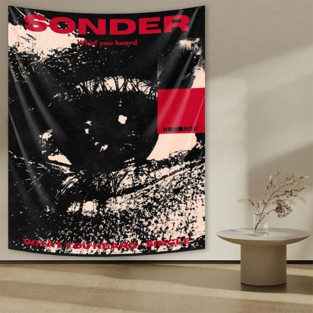 1pc SONDER Music Design Printed Tapestry, Suitable For Dormitory, Photography Background, Bedroom, Living Room Decoration, Perfe