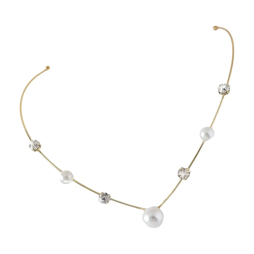 Elegant Gold Color Leaf Hair Band Alloy Star Rhinestone Headband Tassel Hair Accessories Pearl Headpiece Girl