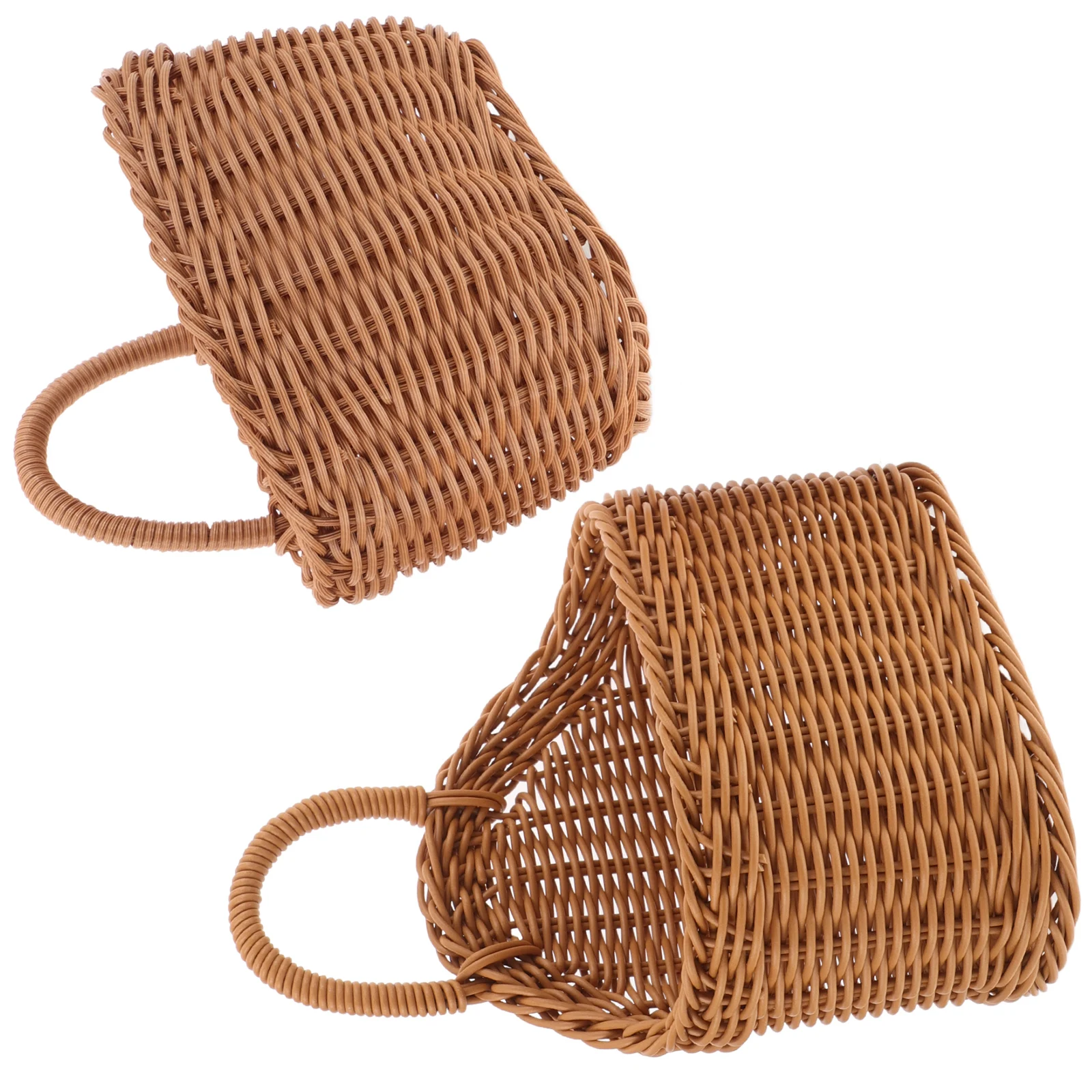 

2pcs Garlic Ginger Storage Baskets Faux Rattan Wall Mount Kitchen Counter Decor Boho Hanging Basket Vintage Small H Light