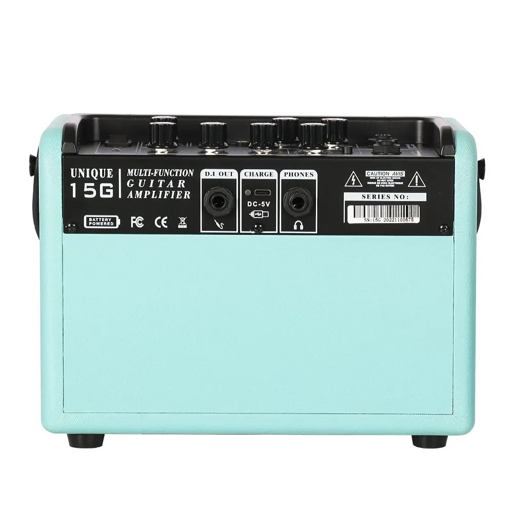 15W Rechargeable Busking Amplifier Electric Guitar Amplifier Combo Lithium Battery Wireless Connect Mic Input with Reverb 6.35mm